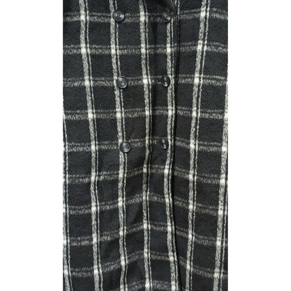 Ava & Viv Women's 4X Black & White Plaid Double Breasted Knee Length Overcoat - Picture 4 of 9